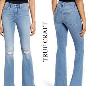 True Craft Bell bottom, High Waisted Distressed Jeans
